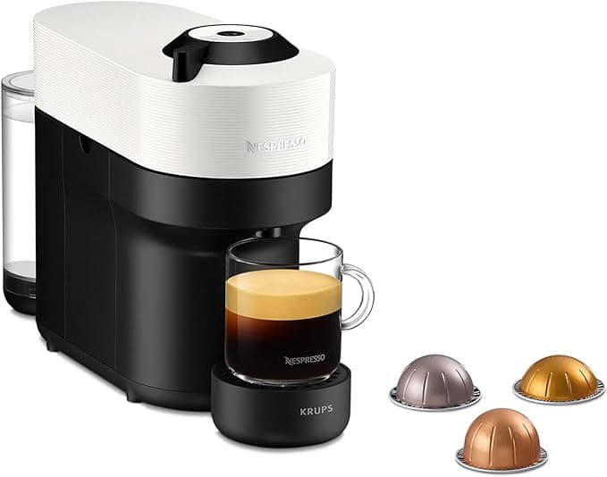 Nespresso Vertuo Pop Automatic Pod coffee machine for Americano, Decaf, Espresso by Krups in Coconut White