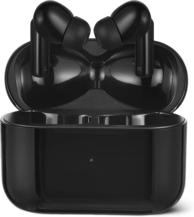 Amazon Basics Wireless Bluetooth 5.4 Headphones, In-Ear with Microphone, True Wireless Earbuds, IPX4 Waterproof, Charging Case, Upto 28h Playtime, Black