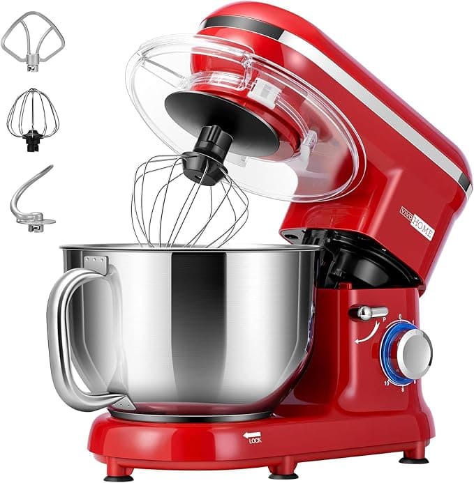 VIVOHOME 1500W Stand Mixer for Baking 5.7L Tilt-Head Kitchen 10 Speed | Electric Food Mixer Make Bread with Beater, Dough Hook and Egg Separator