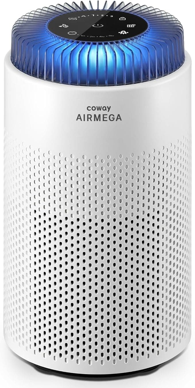 Coway HEPA Air Purifier for Bedroom, CADR 120 m³/h, Removes 99.999% of Particles down to 0.01 µm, 18.4 dB Quiet Sleep Mode for Allergy, Dust, Pollen, Smoke, Pet, Odour and Mould – Airmega 50