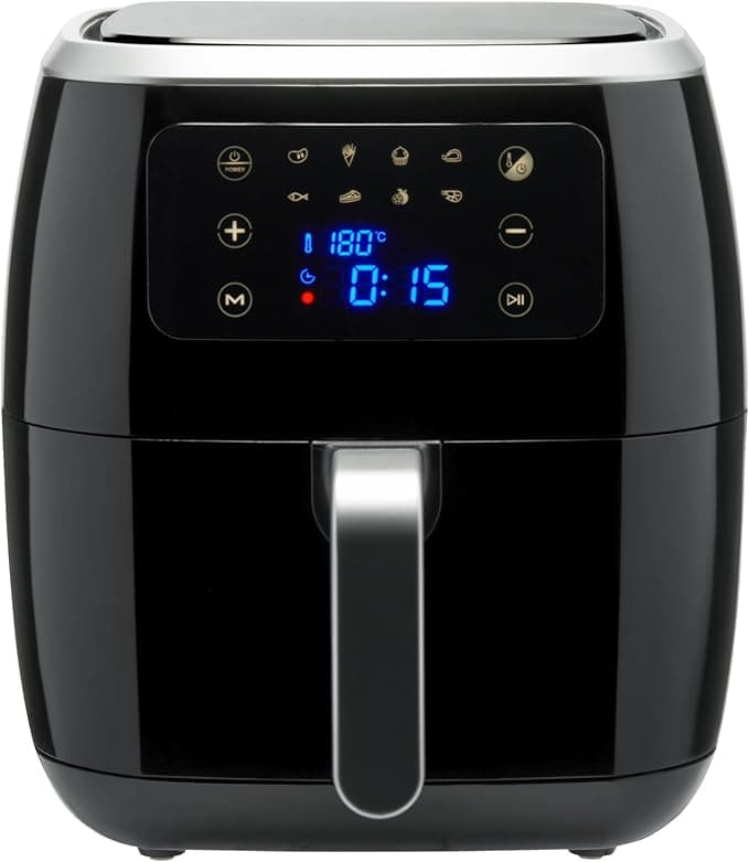 Amazon Basics 6 litre Air Fryer with Digital Touchscreen and 8 Cooking Presets, Black